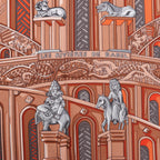 Hermès Carré 90 "LES RIVIERES DE BABEL" Silk handkerchief in Orange