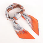 Hermès Carré 90 "LES RIVIERES DE BABEL" Silk handkerchief in Orange