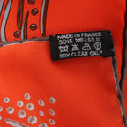 Hermès Carré 90 "LES RIVIERES DE BABEL" Silk handkerchief in Orange