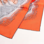Hermès Carré 90 "LES RIVIERES DE BABEL" Silk handkerchief in Orange