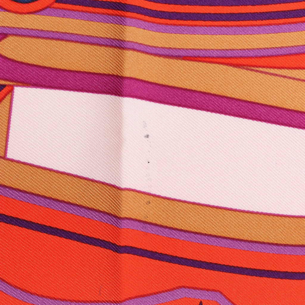 Hermès Carré 90 "LES ROUES DE PHAETON" Silk handkerchief in Orange