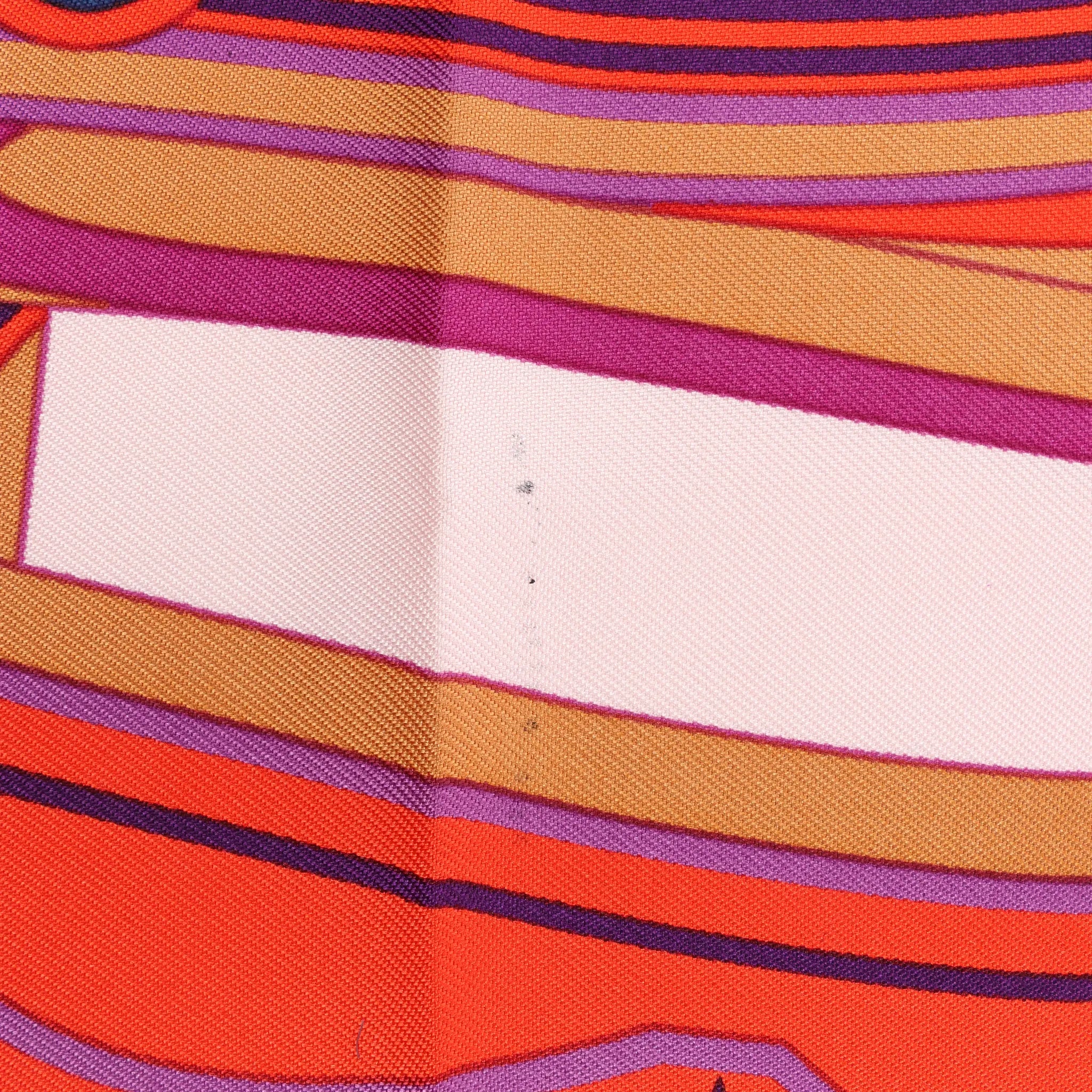 Hermès Carré 90 "LES ROUES DE PHAETON" Silk handkerchief in Orange