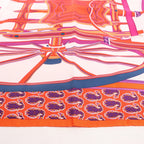 Hermès Carré 90 "LES ROUES DE PHAETON" Silk handkerchief in Orange