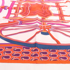 Hermès Carré 90 "LES ROUES DE PHAETON" Silk handkerchief in Orange