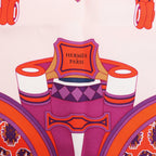 Hermès Carré 90 "LES ROUES DE PHAETON" Silk handkerchief in Orange