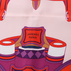 Hermès Carré 90 "LES ROUES DE PHAETON" 100% Silk Scarf in Orange x Pink