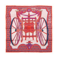 Hermès Carré 90 "LES ROUES DE PHAETON" 100% Silk Scarf in Orange x Pink