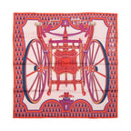 Hermès Carré 90 "LES ROUES DE PHAETON" 100% Silk Scarf in Orange x Pink