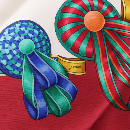 Hermès Carré 90 "LES RUBANS DU CHEVAL" Silk handkerchief in Burgundy