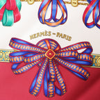 Hermès Carré 90 "LES RUBANS DU CHEVAL" Silk handkerchief in Burgundy