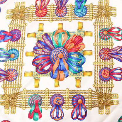 Hermès Carré 90 "LES RUBANS DU CHEVAL" Silk handkerchief in Burgundy