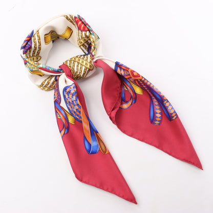 Hermès Carré 90 "LES RUBANS DU CHEVAL" 100% Silk Scarf in Burgundy