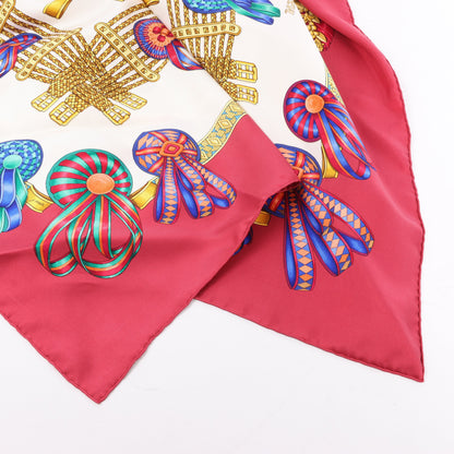 Hermès Carré 90 "LES RUBANS DU CHEVAL" Silk handkerchief in Burgundy