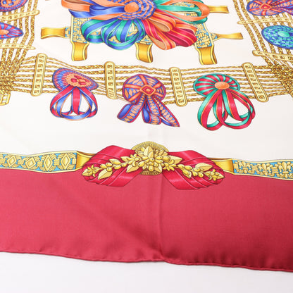 Hermès Carré 90 "LES RUBANS DU CHEVAL" Silk handkerchief in Burgundy