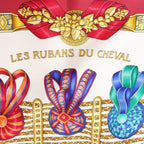 Hermès Carré 90 "LES RUBANS DU CHEVAL" Silk handkerchief in Burgundy