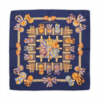Hermès Carré 90 "LES RUBANS DU CHEVAL" Silk handkerchief in Navy Blue