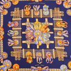 Hermès Carré 90 "LES RUBANS DU CHEVAL" Silk handkerchief in Navy Blue