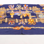 Hermès Carré 90 "LES RUBANS DU CHEVAL" Silk handkerchief in Navy Blue