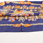 Hermès Carré 90 "LES RUBANS DU CHEVAL" Silk handkerchief in Navy Blue