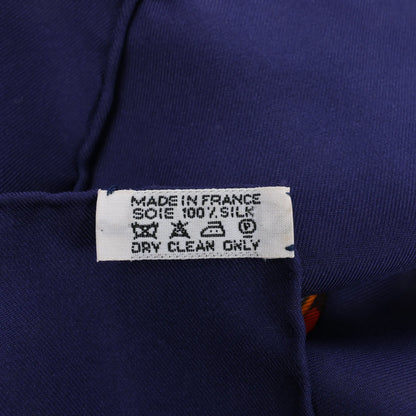 Hermès Carré 90 "LES RUBANS DU CHEVAL" Mouchoir en Soie Bleu Marine