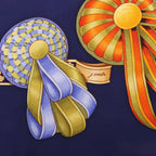 Hermès Carré 90 "LES RUBANS DU CHEVAL" Silk handkerchief in Navy Blue