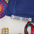 Hermès Carré 90 "LES RUBANS DU CHEVAL" Pañuelo de seda en Azul Marino
