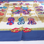 Hermès Carré 90 "LES RUBANS DU CHEVAL" Pañuelo de seda en Azul Marino