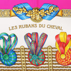 Hermès Carré 90 "LES RUBANS DU CHEVAL" Silk handkerchief in Pink