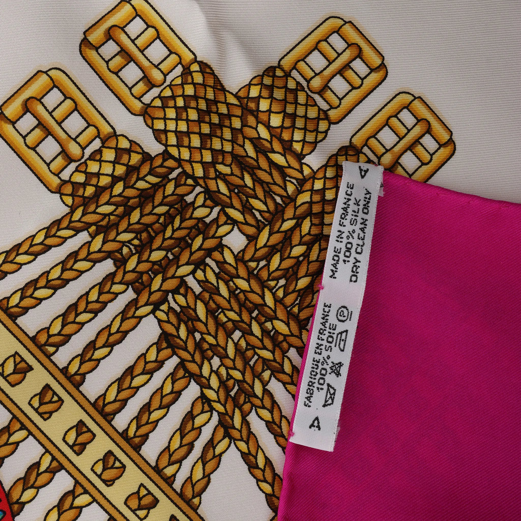 Hermès Carré 90 "LES RUBANS DU CHEVAL" Silk handkerchief in Pink