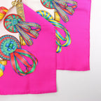 Hermès Carré 90 "LES RUBANS DU CHEVAL" Silk handkerchief in Pink