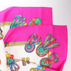 Hermès Carré 90 "LES RUBANS DU CHEVAL" Silk handkerchief in Pink