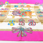 Hermès Carré 90 "LES RUBANS DU CHEVAL" Silk handkerchief in Pink