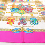 Hermès Carré 90 "LES RUBANS DU CHEVAL" Silk handkerchief in Pink