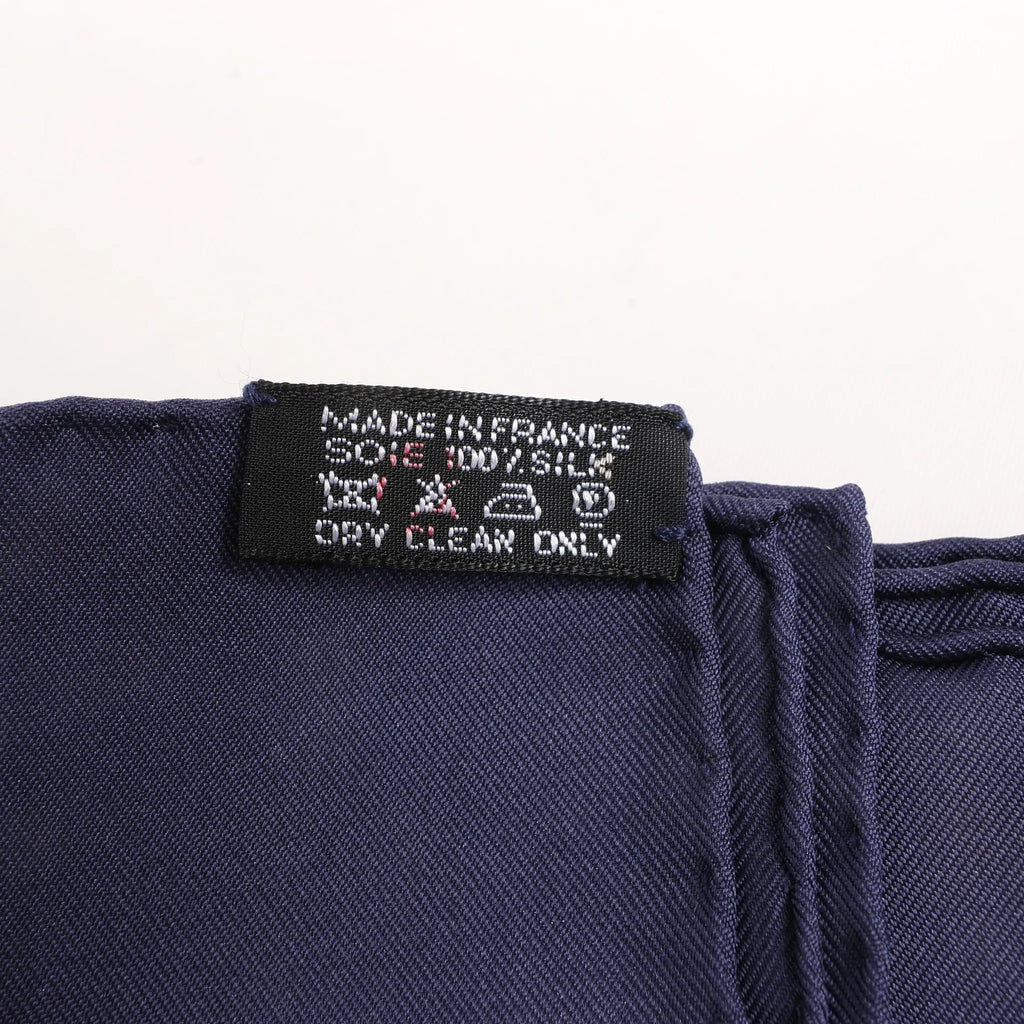 Hermès Carré 90 "LES SECRETS DE MINOS" Silk handkerchief in Navy Blue