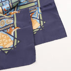 Hermès Carré 90 "LES SECRETS DE MINOS" Silk handkerchief in Navy Blue
