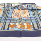 Hermès Carré 90 "LES SECRETS DE MINOS" Silk handkerchief in Navy Blue