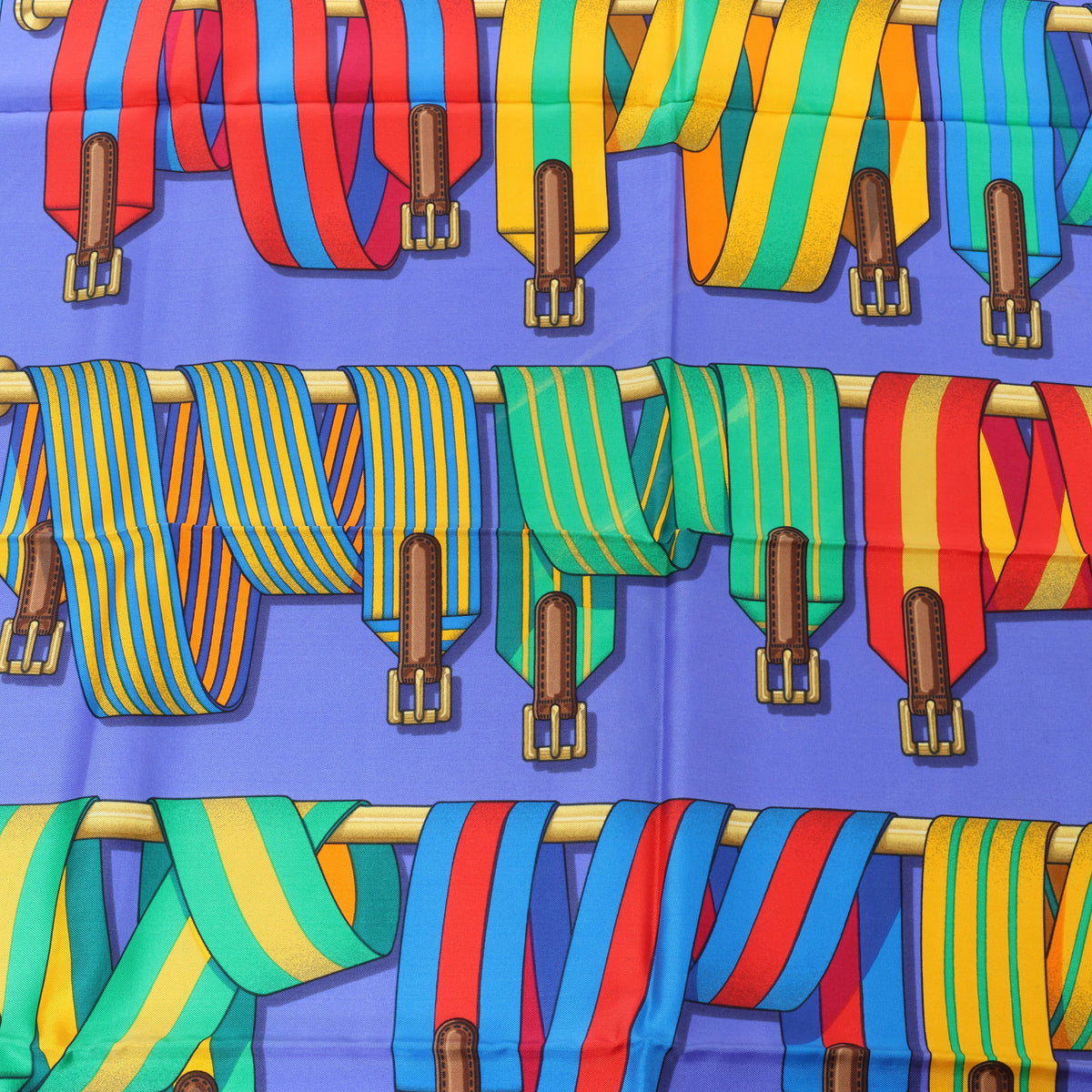 Hermès Carré 90 "LES Sangles" Silk handkerchief in Blue
