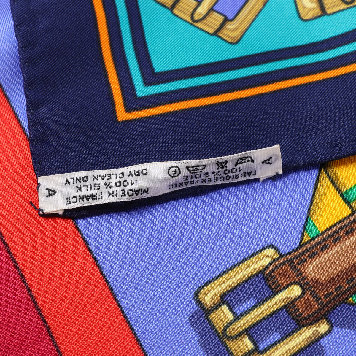 Hermès Carré 90 "LES Sangles" Silk handkerchief in Blue