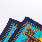 Hermès Carré 90 "LES Sangles" Silk handkerchief in Blue