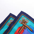 Hermès Carré 90 "LES Sangles" Silk handkerchief in Blue