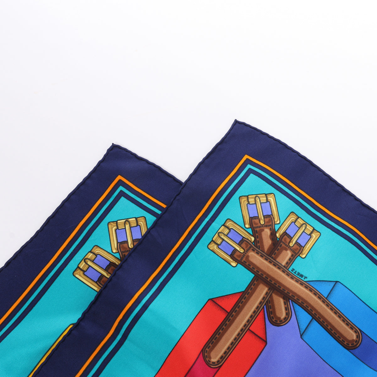 Hermès Carré 90 "LES Sangles" Silk handkerchief in Blue