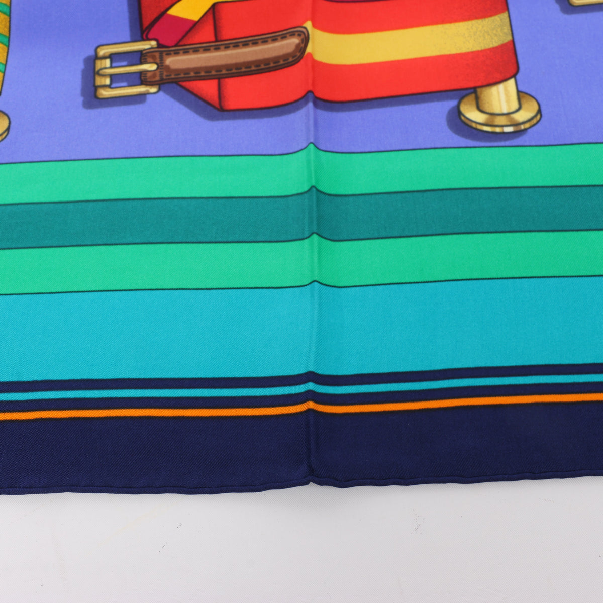 Hermès Carré 90 "LES Sangles" Silk handkerchief in Blue