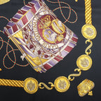 Hermès Carré 90 "LES TAMBOURS" Silk handkerchief in Black
