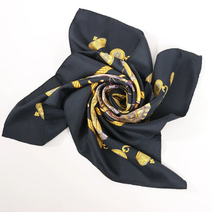 Hermès Carré 90 "LES TAMBOURS" Silk handkerchief in Black