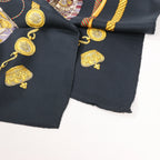 Hermès Carré 90 "LES TAMBOURS" Silk handkerchief in Black