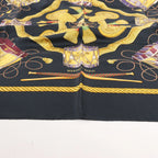 Hermès Carré 90 "LES TAMBOURS" Silk handkerchief in Black
