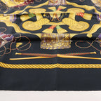 Hermès Carré 90 "LES TAMBOURS" Silk handkerchief in Black