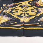 Hermès Carré 90 "LES TAMBOURS" Silk handkerchief in Black