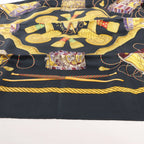 Hermès Carré 90 "LES TAMBOURS" Silk handkerchief in Black