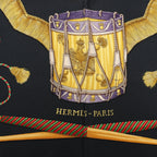 Hermès Carré 90 "LES TAMBOURS" Silk handkerchief in Black